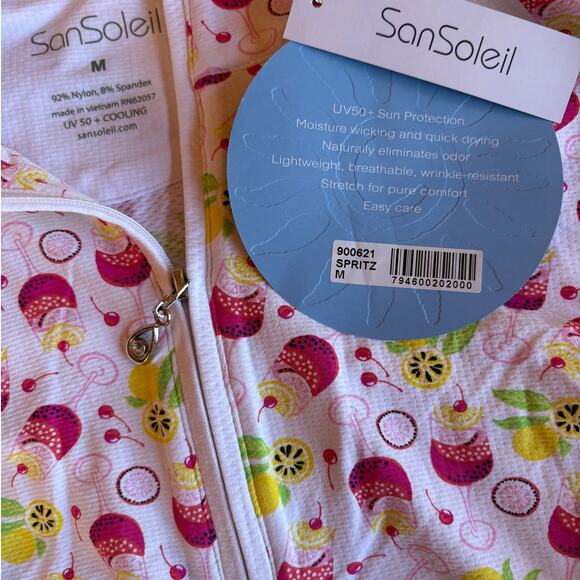 San Soleil NWT UV 50+ Long Sleeve Cooling Quarter Zip Polo Golf Shirt size M - Picture 3 of 11